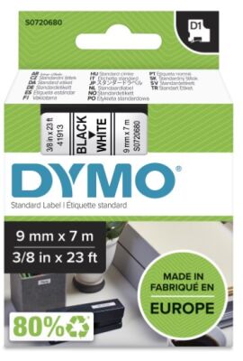 Dymo D1 Yedek Şerit (9 mm x 7 m) Beyaz/ Siyah (40913) - 2