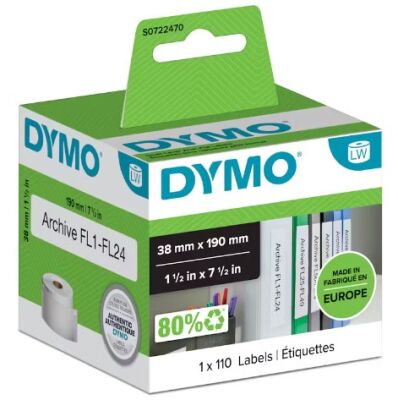 Dymo LW Dar Klasör Sırt Etiketi, (110 Etiket 190 x 38 mm) (99018) - 1