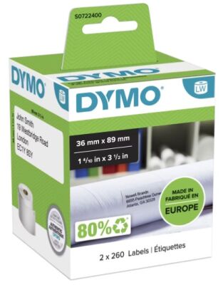Dymo LW Geniş Adres Etiketi, 520 Etiket (89 x 36 mm) (99012) - 1