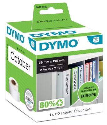 Dymo LW Geniş Klasör Sırt Etiketi,110 Etiket/Paket (190 x 59 mm) (99019) - 1