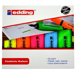 Edding 344 Fosforlu Kalem Seti, 5 Renk