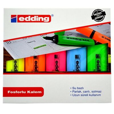 Edding 344 Fosforlu Kalem Seti, 5 Renk - 1