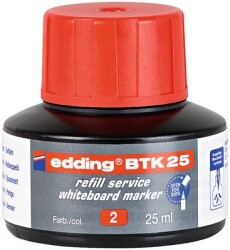 Edding BTK-25 Beyaz Yazı Tahta Kalem Mürekkebi, 25 ml Kırmızı