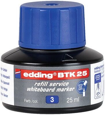 Edding BTK-25 Beyaz Yazı Tahta Kalem Mürekkebi, 25 ml Mavi - 1