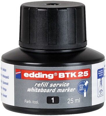 Edding BTK-25 Beyaz Yazı Tahta Kalem Mürekkebi, 25 ml Siyah - 1
