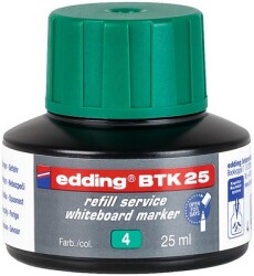 Edding BTK-25 Beyaz Yazı Tahta Kalem Mürekkebi, 25 ml Yeşil