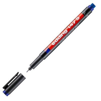 Edding E-147 S Asetat Kalemi Silgili, 0.3 mm, Mavi - 1