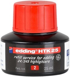 Edding HTK-25 Fosforlu  Kalem Mürekkebi, 25 ml, Kırmızı