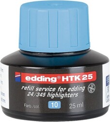 Edding HTK-25 Fosforlu  Kalem Mürekkebi, 25 ml, Mavi