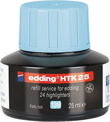 Edding HTK-25 Fosforlu Kalem Mürekkebi, 25 ml, Pastel Mavi - 1
