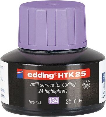 Edding HTK-25 Fosforlu Kalem Mürekkebi, 25 ml, Pastel Mor - 1