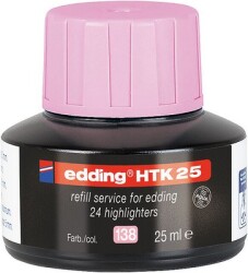 Edding HTK-25 Fosforlu  Kalem Mürekkebi, 25 ml, Pastel Pembe