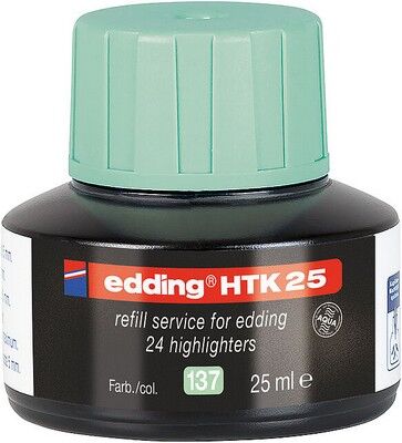 Edding HTK-25 Fosforlu Kalem Mürekkebi, 25 ml, Pastel Yeşil - 1