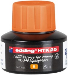 Edding HTK-25 Fosforlu  Kalem Mürekkebi, 25 ml, Turuncu
