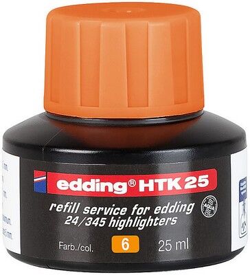 Edding HTK-25 Fosforlu  Kalem Mürekkebi, 25 ml, Turuncu - 1