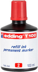 Edding T-100 Permanent Markör Mürekkebi, 100 ml, Kırmızı