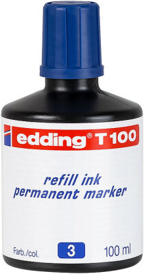 Edding T-100 Permanent Markör Mürekkebi, 100 ml, Mavi - 1