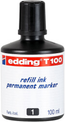 Edding T-100 Permanent Markör Mürekkebi, 100 ml, Siyah