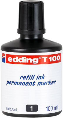 Edding T-100 Permanent Markör Mürekkebi, 100 ml, Siyah - 1