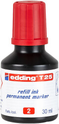 Edding T-25 Permanent Markör Mürekkebi, 30 ml, Kırmızı
