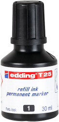 Edding T-25 Permanent Markör Mürekkebi, 30 ml, Siyah