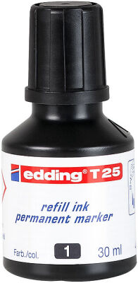 Edding T-25 Permanent Markör Mürekkebi, 30 ml, Siyah - 1