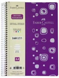 Faber-Castell A4 PP Kapak  Defter Çizgili, Mor 160 Yaprak