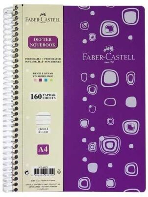 Faber-Castell A4 PP Kapak  Defter Çizgili, Mor 160 Yaprak - 1