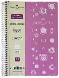 Faber-Castell A4 PP Kapak  Defter Çizgili, Pembe 160 Yaprak