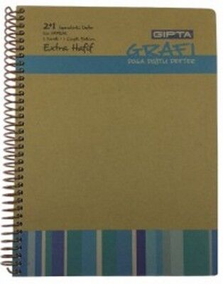Gıpta Grafi ,Sert Kapak, Spiralli Extra Hafif 2+1 Ayraçlı Defter , 22,5x30cm 120Yaprak - 3