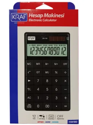 Kraf Hesap Makinesi Masaüstü 12 Hane HM-180 BK Siyah - 2