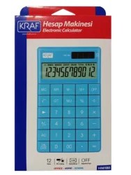Kraf Hesap Makinesi Masaüstü 12 Hane HM-180 BL Mavi - 2
