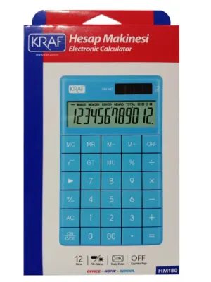 Kraf Hesap Makinesi Masaüstü 12 Hane HM-180 BL Mavi - 2