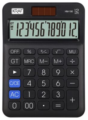 Kraf Hesap Makinesi Masaüstü 12 Hane HM-190 BK Siyah  - 1