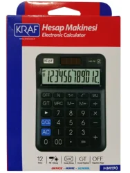 Kraf Hesap Makinesi Masaüstü 12 Hane HM-190 BK Siyah  - 2
