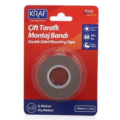 Kraf Montaj Bandı Çift Taraflı Extra Güçlü Dış Mekan 19 mm x 1,5 m  2520G - 1