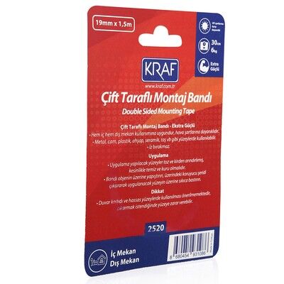 Kraf Montaj Bandı Çift Taraflı Extra Güçlü Dış Mekan 19 mm x 1,5 m  2520G - 4