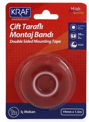Kraf Montaj Bandı Çift Taraflı İç Mekan 19mm x 1,5M 2530G - 1