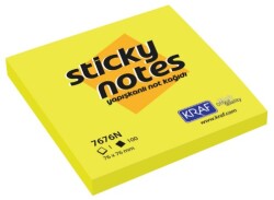 Kraf Yapışkanlı Not Kağıdı 76 x 76 mm 100 Yaprak Neon Saı 7676N-Y