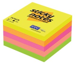 Kraf Yapışkanlı Not Kağıdı Küp 76 x 76 mm  400 Yaprak Neon  7676CN