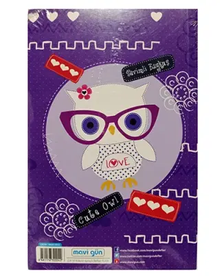 Mavi Gün Kokulu Defter 13.5x21cm 224 Sayfa , Sevimli Baykuş - 2