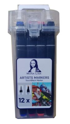 Mona Lisa TouchBlack, Çift Uçlu Artist Marker 12 Renk - 1