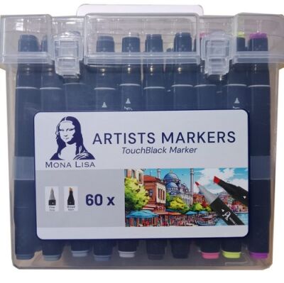Mona Lisa TouchBlack, Çift Uçlu Artist Marker 60 Renk - 1
