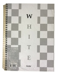 Notte A4 Black & White Spiralli Sert Kapak 4 Konulu Defter Çizgili 120 Yaprak - 1