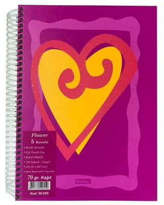 Notte A4 Spiralli Sert Kapak 5 Konulu (5 Çizgili) Defter 150 Yaprak - 1