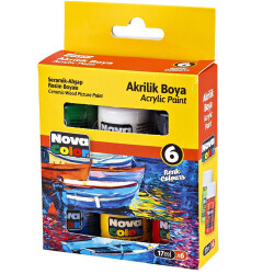 Nova Color Akrilik Boya Şişe 17 ml x 6 Renk