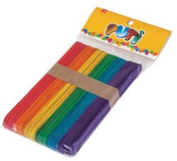 Puti Ahşap Büyük  Dil Çubuğu Renkli 50'li Paket