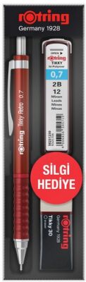 Rotring Tikky Retro Versatil+Min+Silgi Okul Seti, Kırmızı 0.7 mm - 1