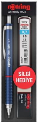 Rotring Tikky Retro Versatil+Min+Silgi Okul Seti, Mavi 0.7 mm - 1