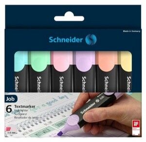 Schneider Job Fosforlu Kalem Seti, Pastel , 6 Renk - 1